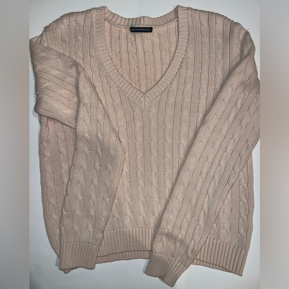 Pink Brandy Melville V-Neck Sweater